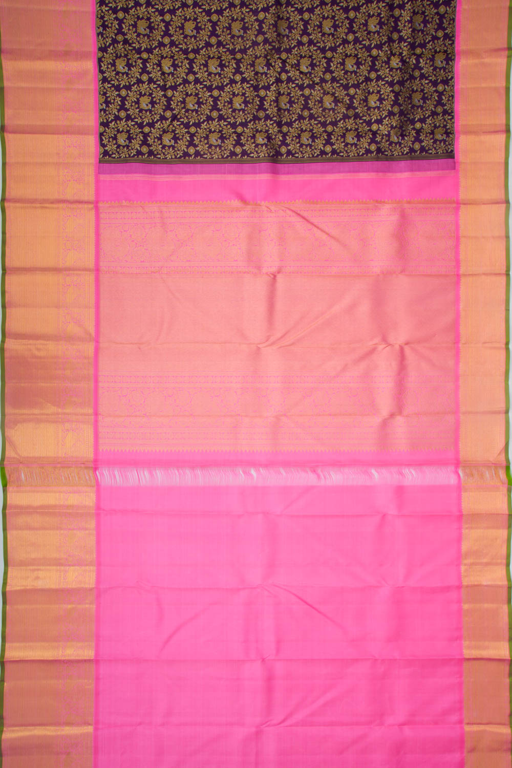 Kanchipuram Silk Brocade Dark Purple Saree