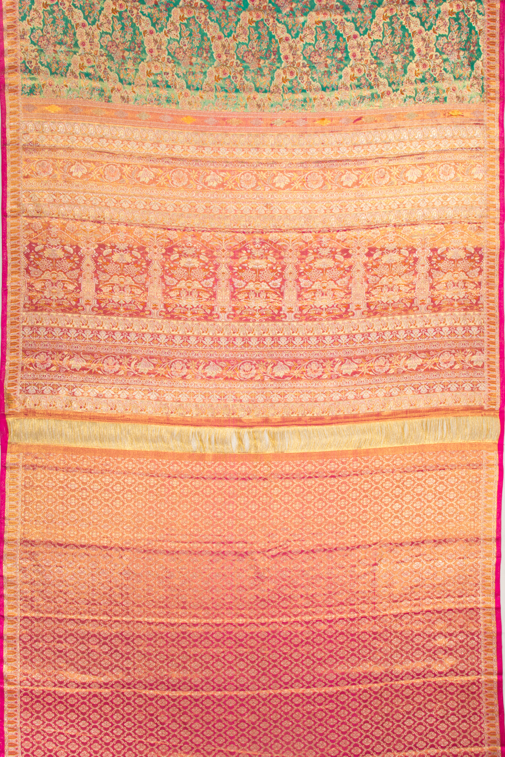 Kanchipuram Silk Tissue Brocade Sea Green Saree-Not Allowed Online