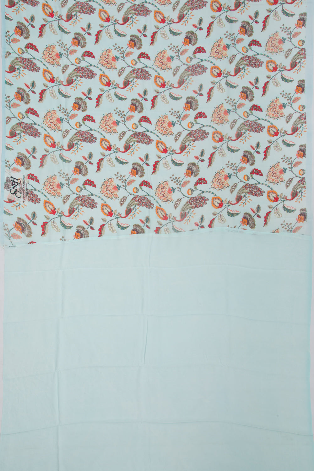 Georgette Floral Printed Pastel Blue Saree