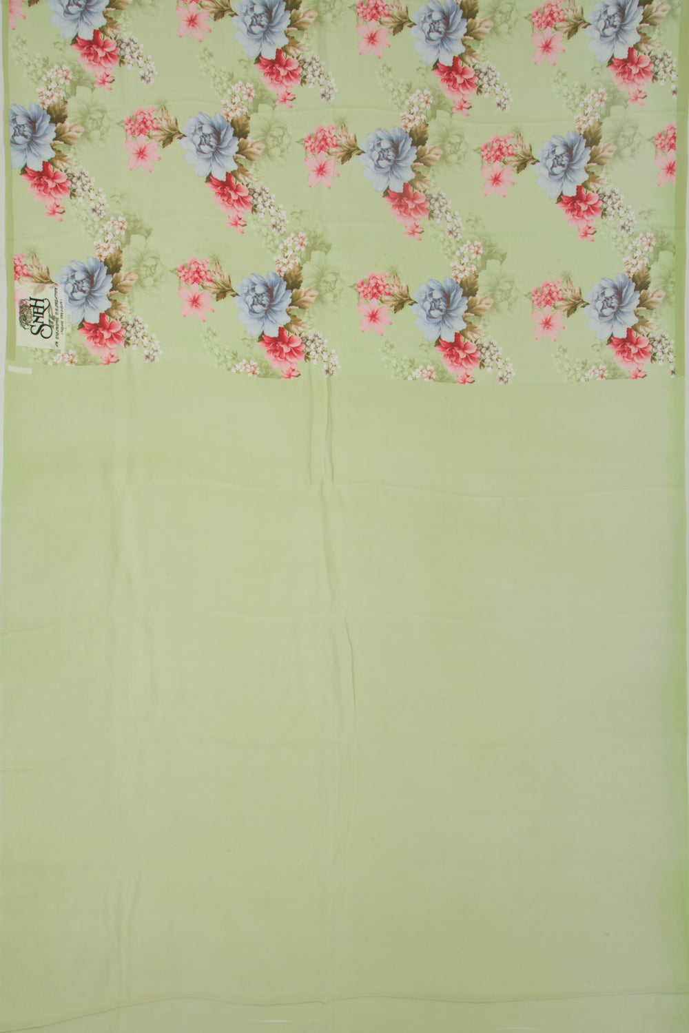 Georgette Floral Printed Pastel Green Saree