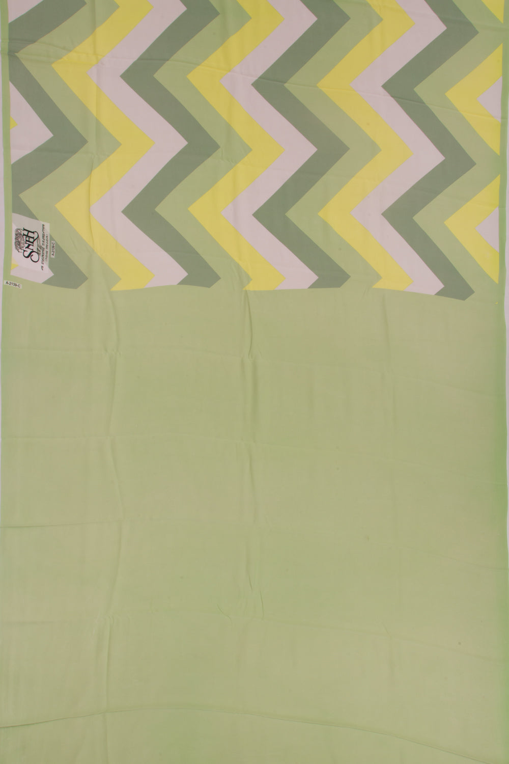 Georgette Chevron Printed Green Saree