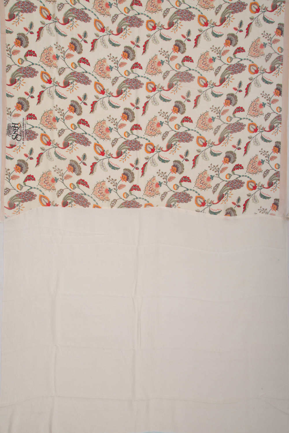 Georgette Floral Printed Cream Saree