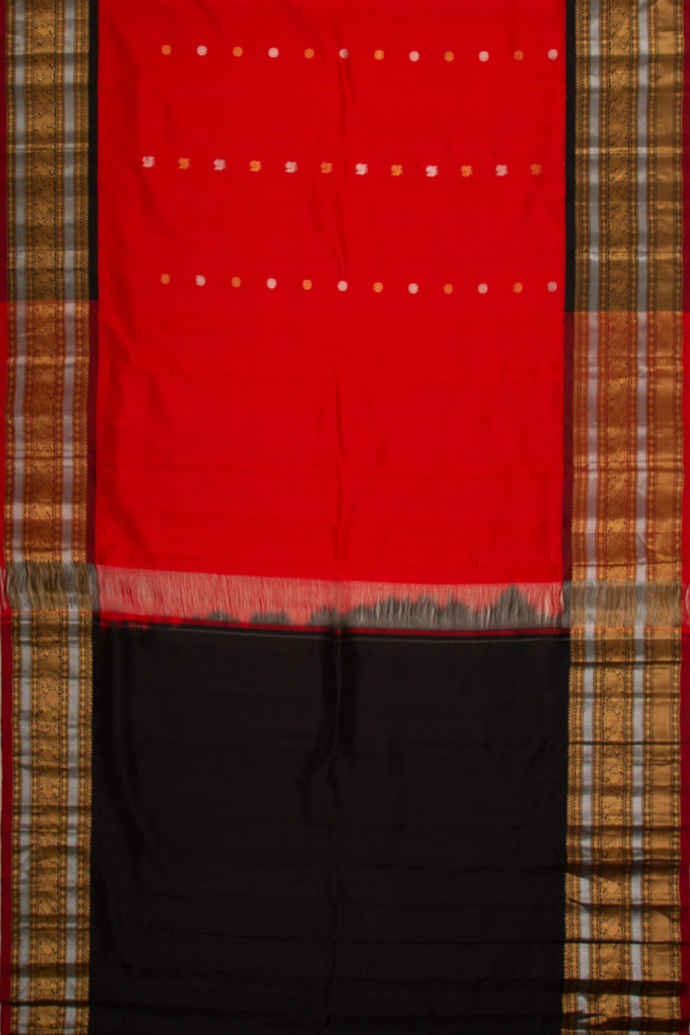 Gadwal Silk Butta Red Saree