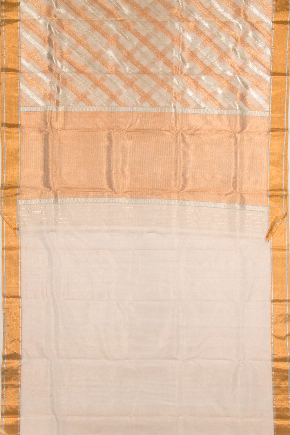 Kota Silk Tissue Brocade Cream Saree