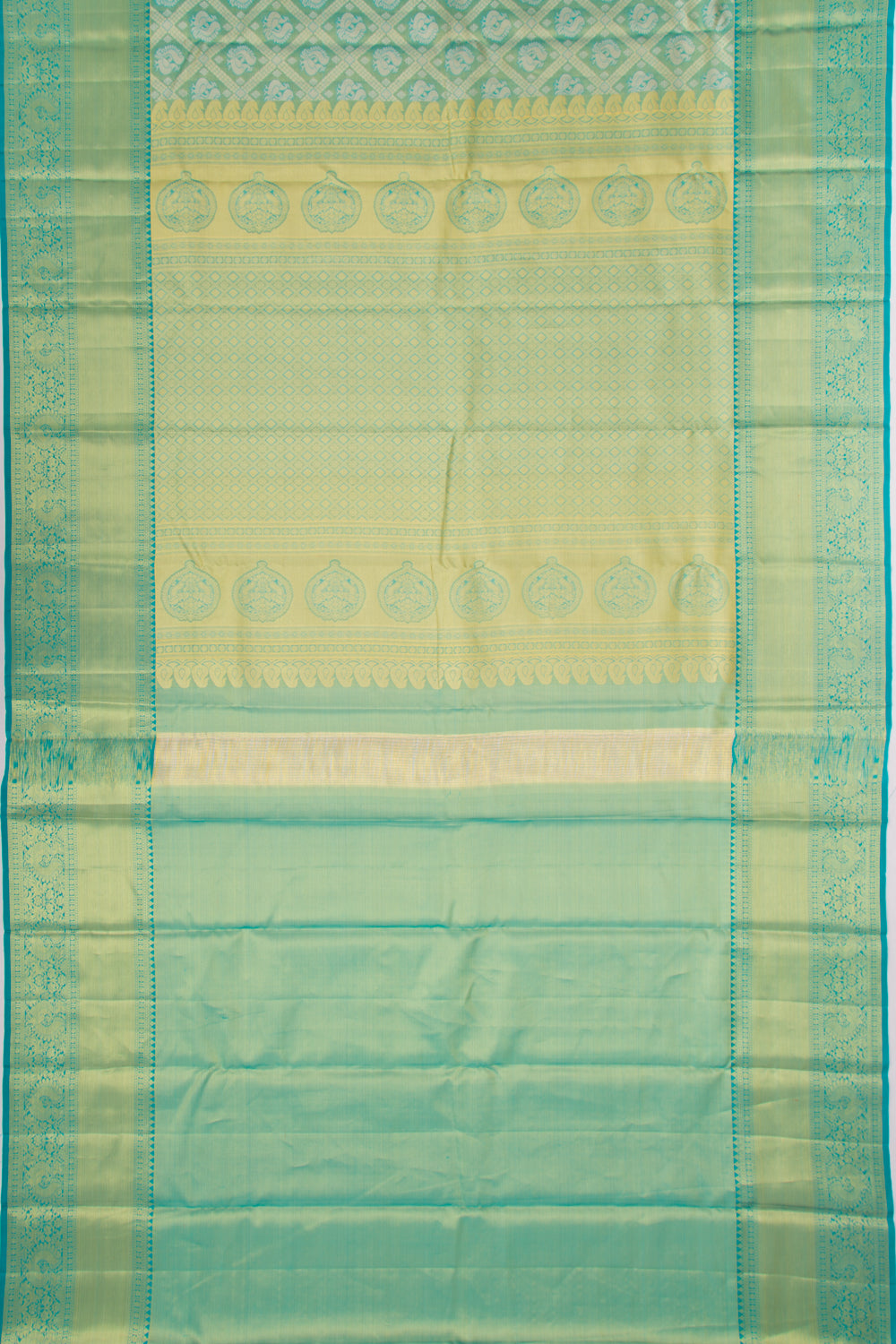 Taranga Kanchi Silk Tissue Brocade Sea Green Saree