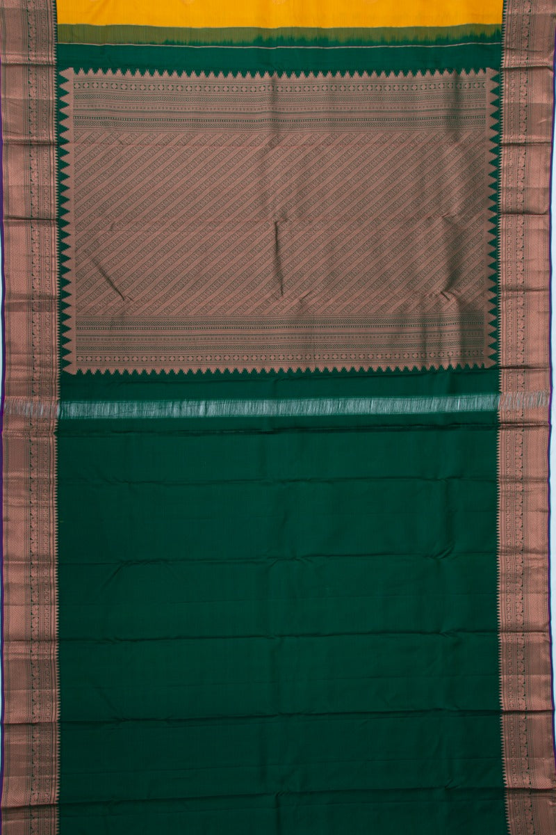 Kanchipuram Silk Butta Mustard Yellow Saree