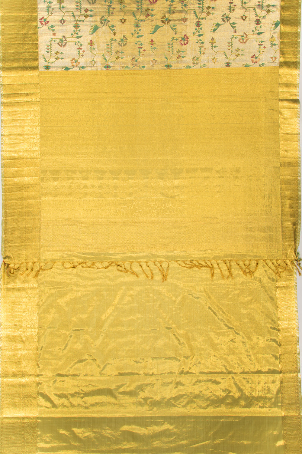 Kanchipuram Silk Tissue Jaal Gold Saree