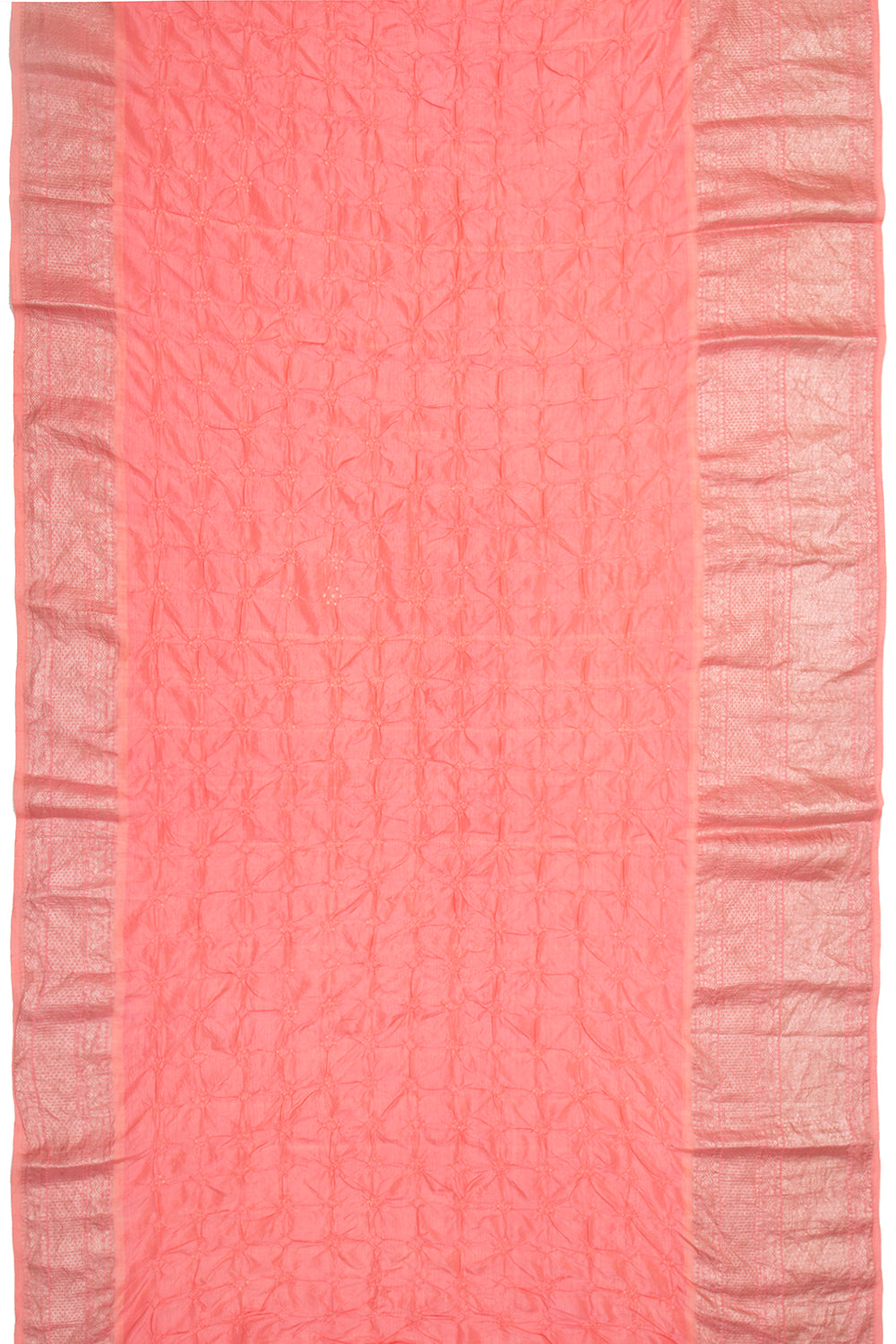 Kanchipuram Silk Bandhani Peach Saree