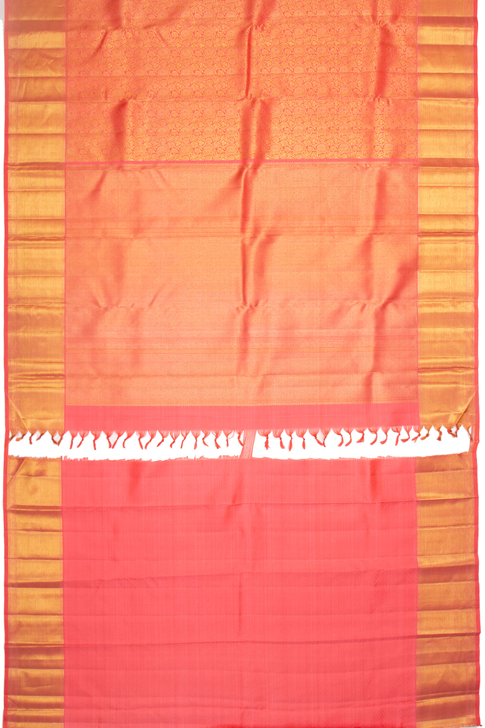 Kanchipuram Silk Jaal Peach Saree