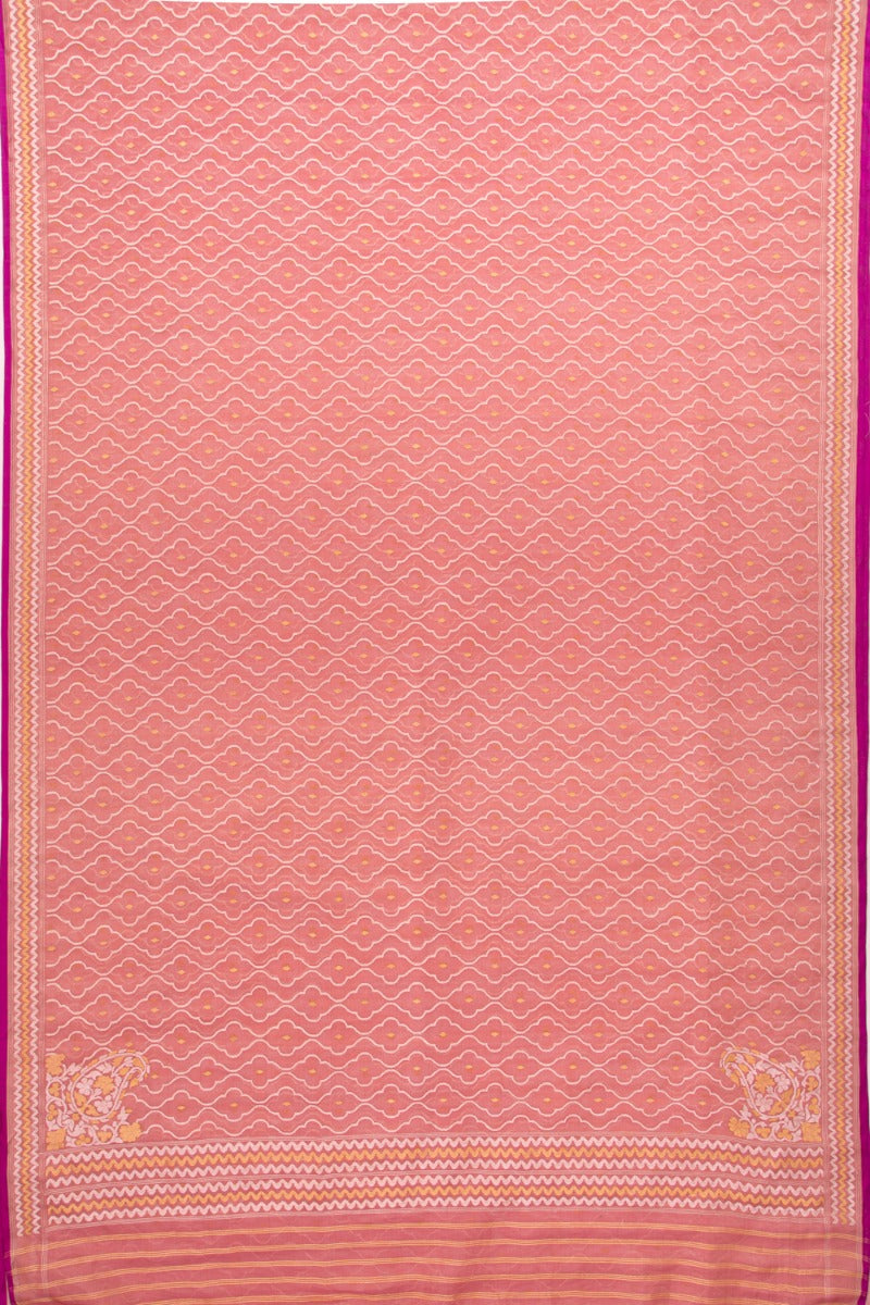 Banarasi Kora Organza Jamdani Peach Saree