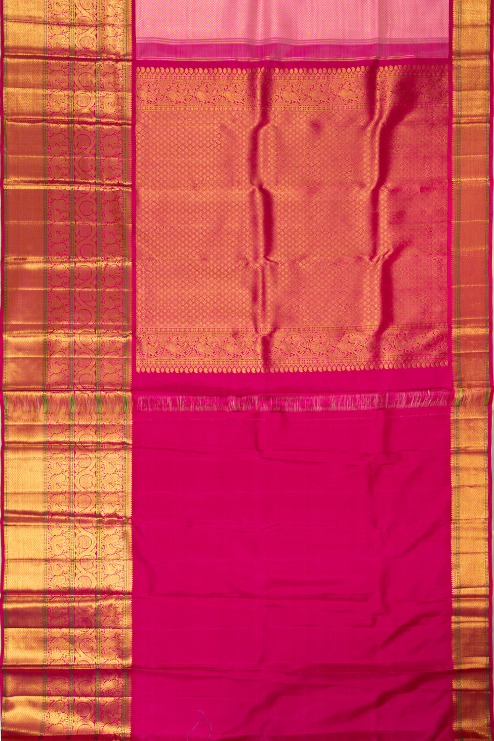 Kanchipuram Silk Brocade Pastel Pink Saree