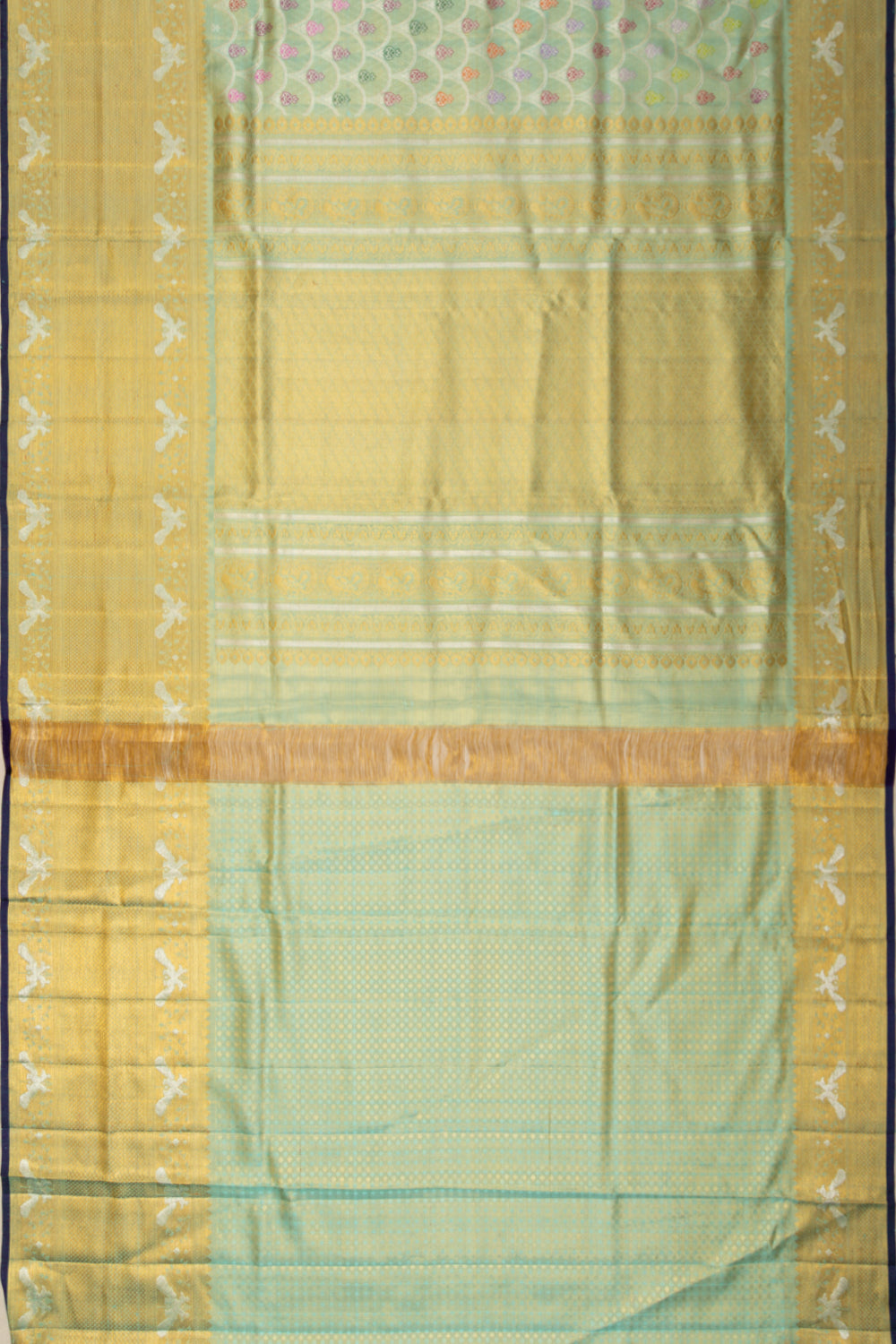 Kanchipuram Silk Tissue Brocade Pastel Green Saree