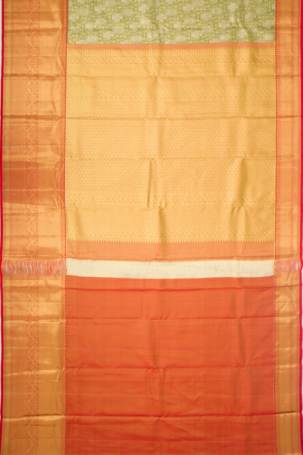 Taranga Kanchi Silk Tissue Brocade Olive Green Saree