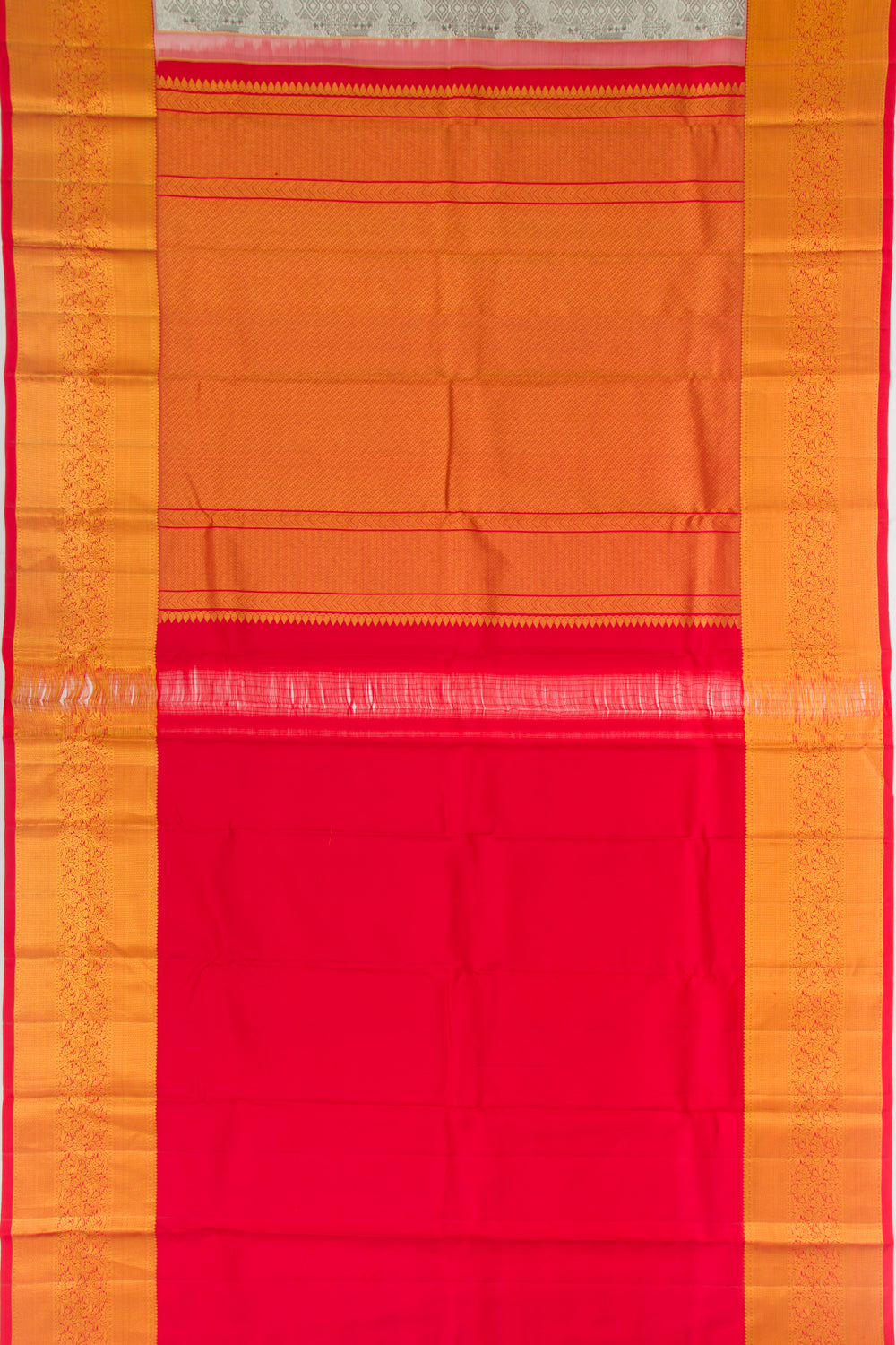 Kanchipuram Silk Jacquard Off White Saree