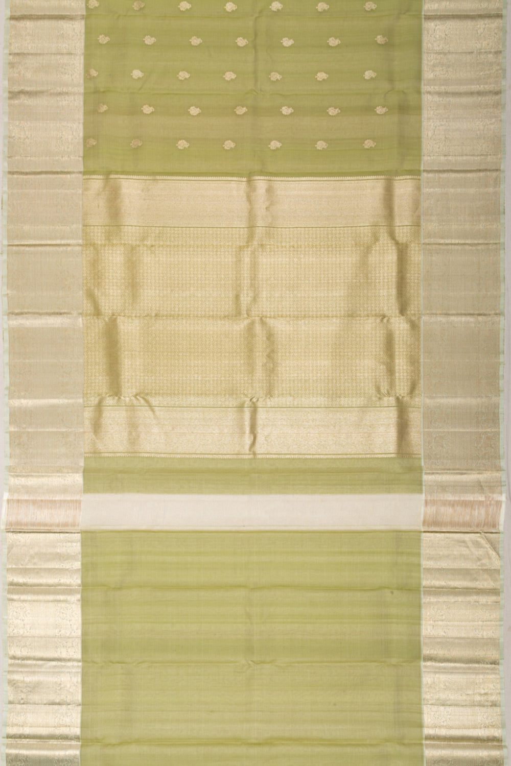 Kanchipuram Kora Organza Butta Green Saree