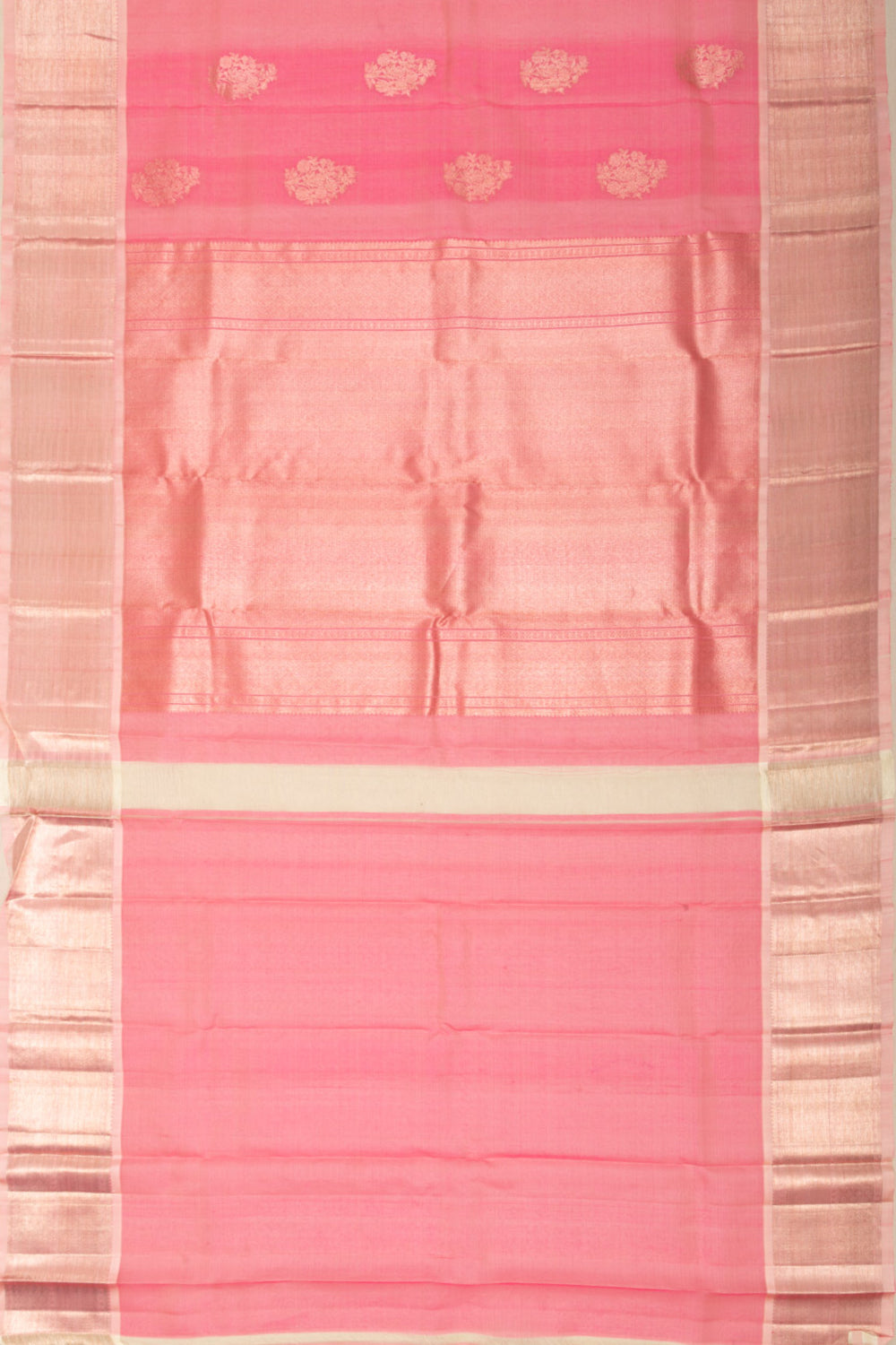 Kanchipuram Kora Organza Butta Pink Saree