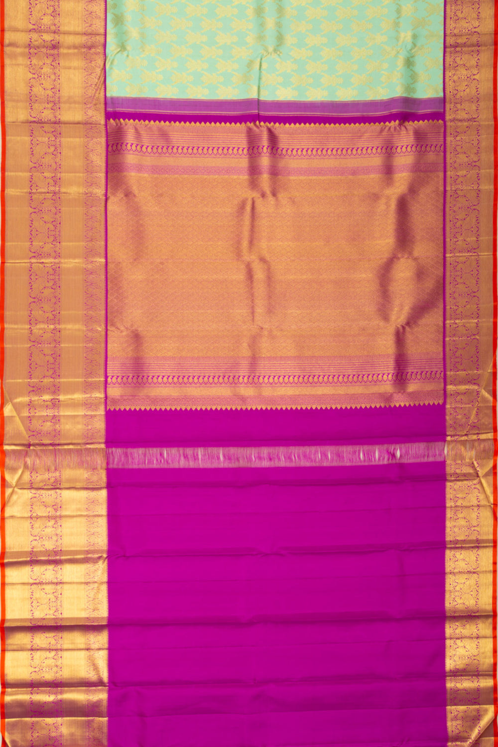Kanchipuram Silk Brocade Pastel Green Saree