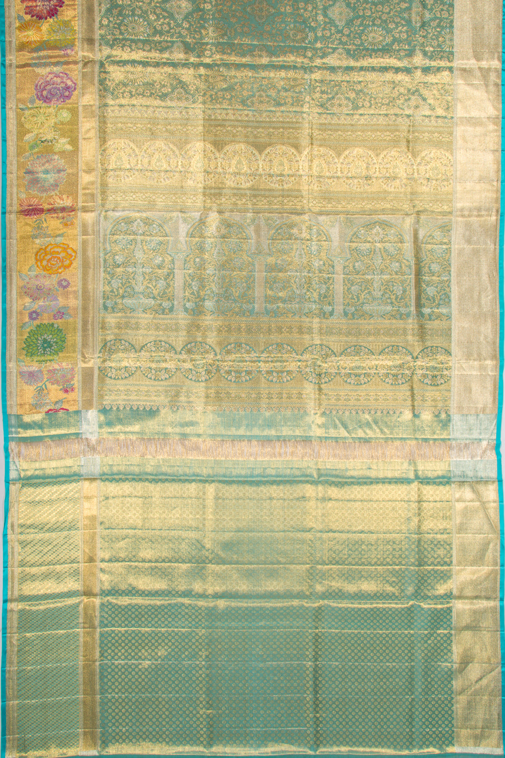 Kanchipuram Silk Tissue Brocade Blue Saree