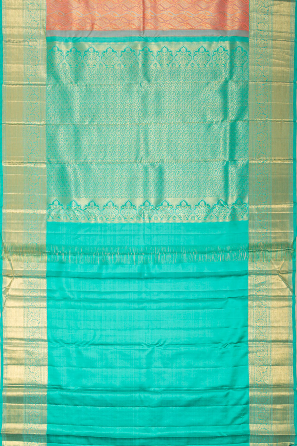Kanchipuram Silk Tissue Brocade Pastel Peach Saree