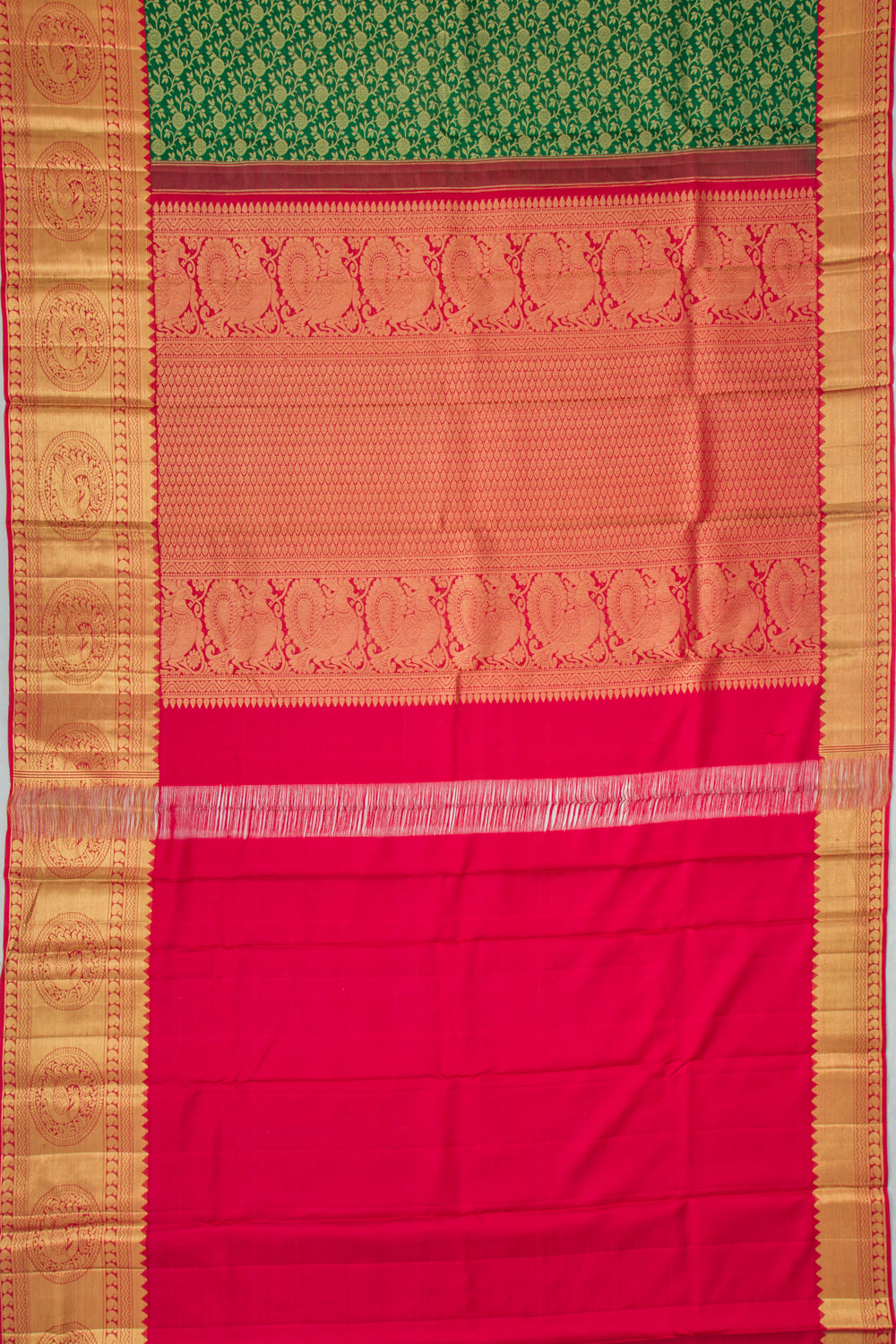 Kanchipuram Silk Jaal Green Saree