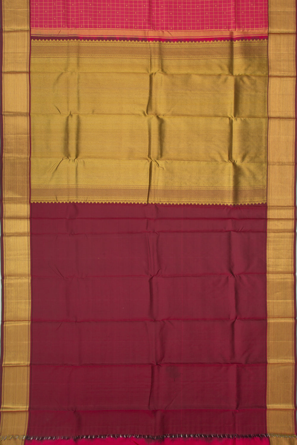 Kanchipuram Silk Checks Pink Saree