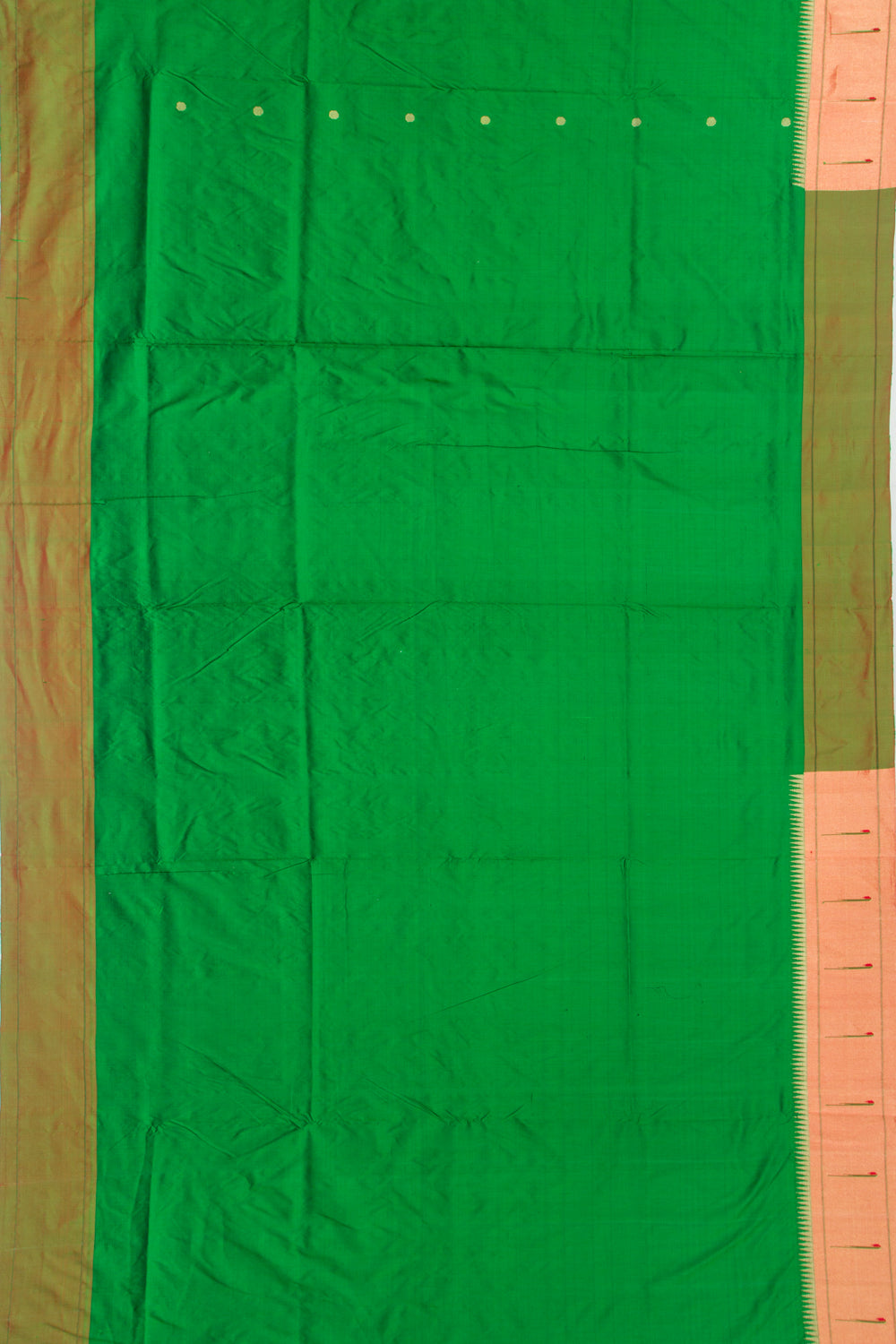 Paithani Silk Butta Green Saree With Muniya Border