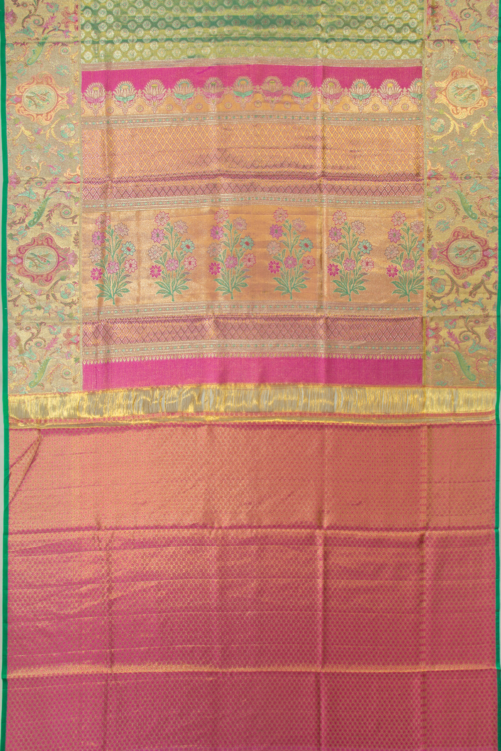 Kanchipuram Silk Tissue Brocade Green Saree