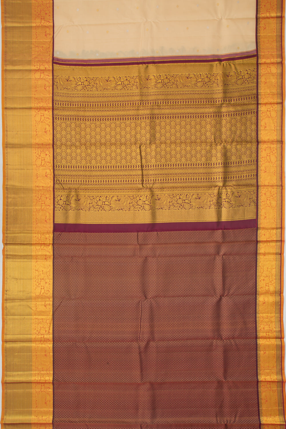 Kanchipuram Silk Butta Cream Saree