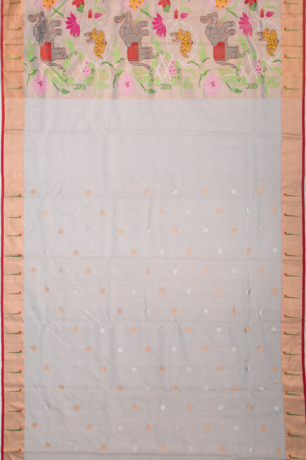 Kota Silk Tissue All Over Jamdani Grey Saree