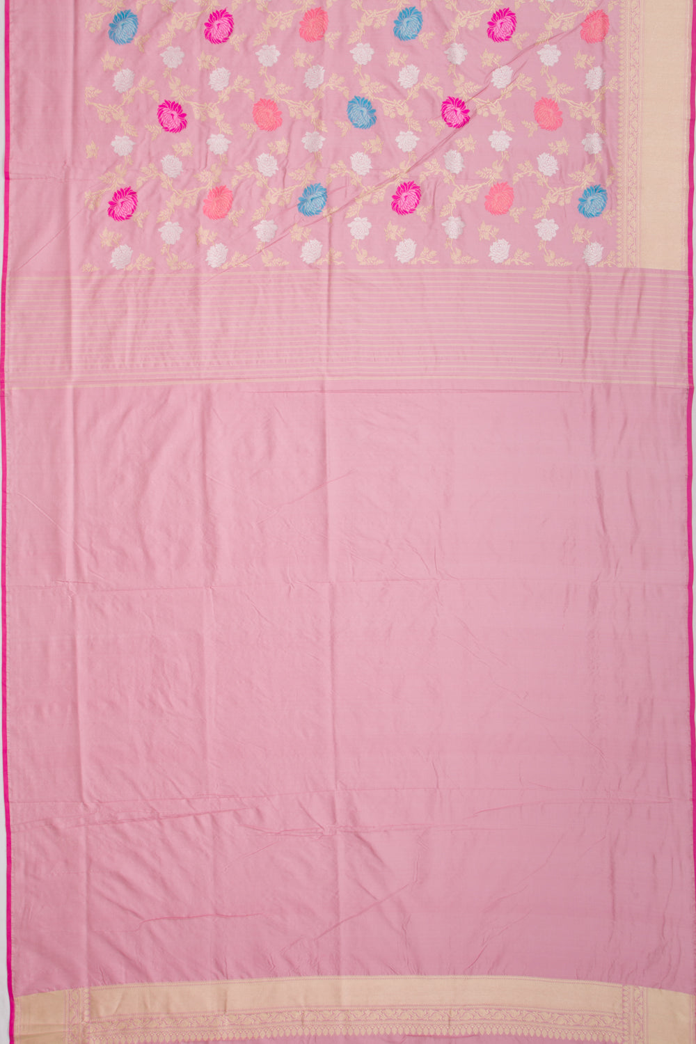 Banarasi Silk Kadwa Jaal Pastel Pink Saree