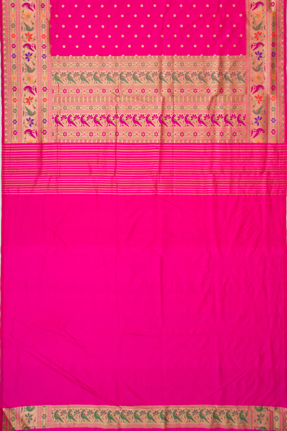 Banarasi Silk Butta Pink Saree With Paithani Inspired Border
