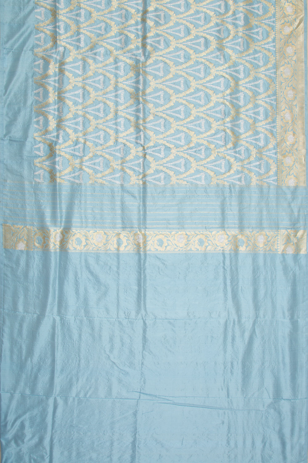 Banarasi Silk Kadwa Jaal Pastel Blue Saree
