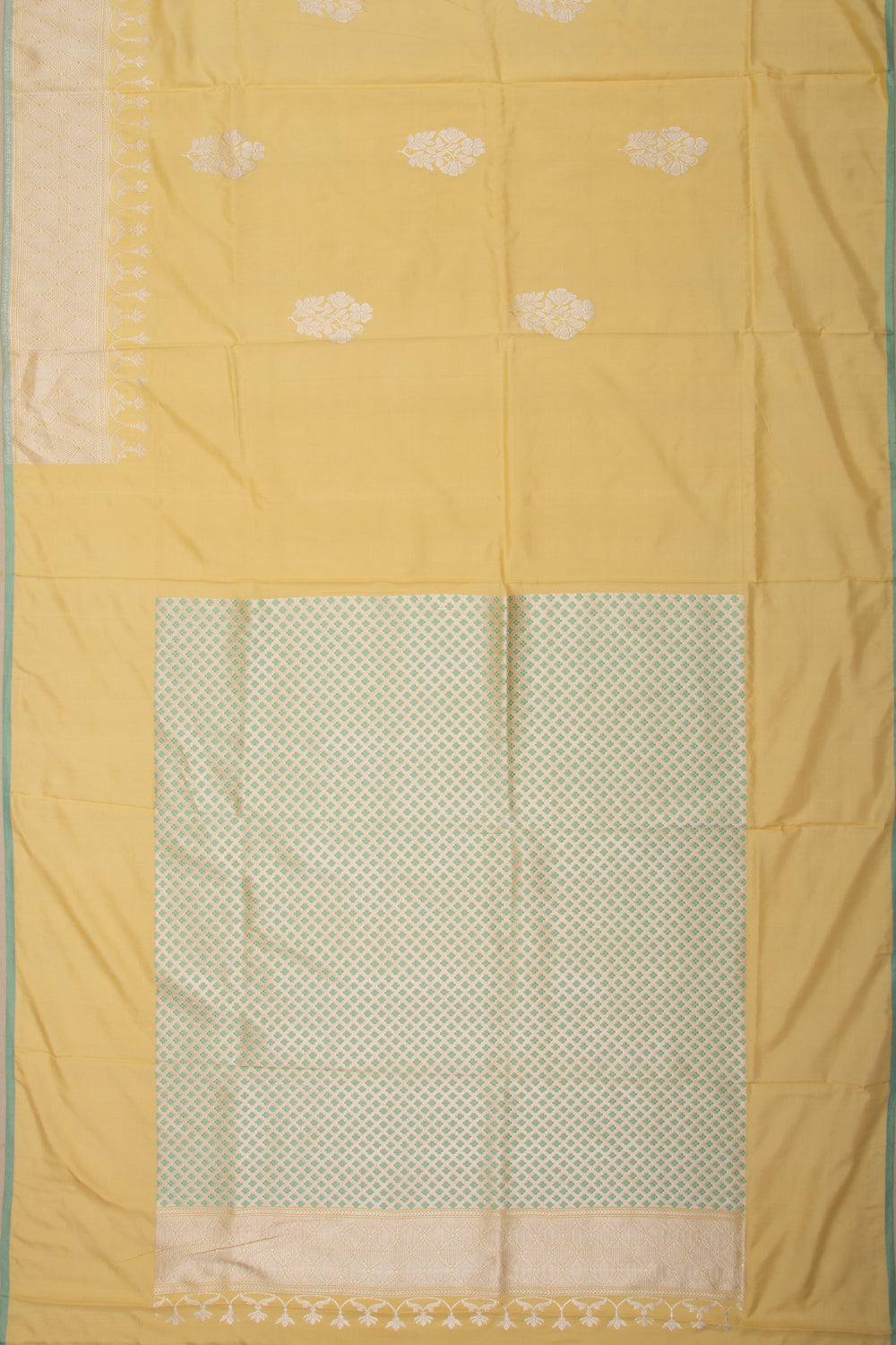 Banarasi Silk Kadwa Butta Pastel Yellow Saree