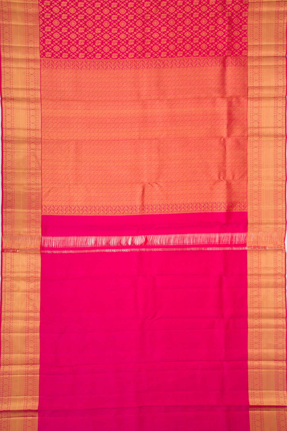 Kanchipuram Silk Checks And Butta Pink Saree