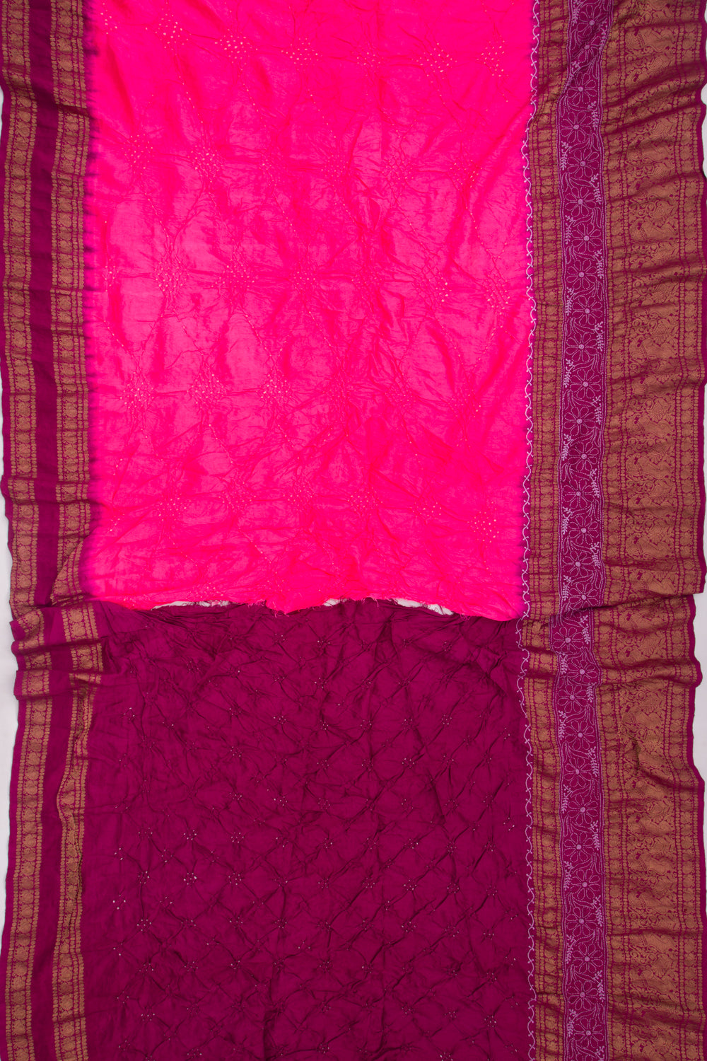 Kanchipuram Silk Bandhani Pink Saree