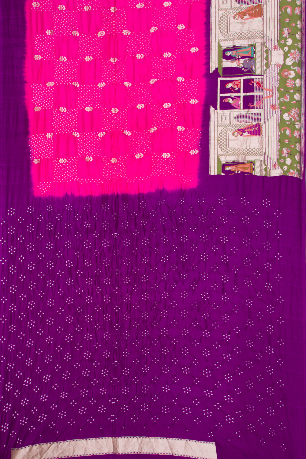 Banarasi Silk Bandhani Butta Pink Saree