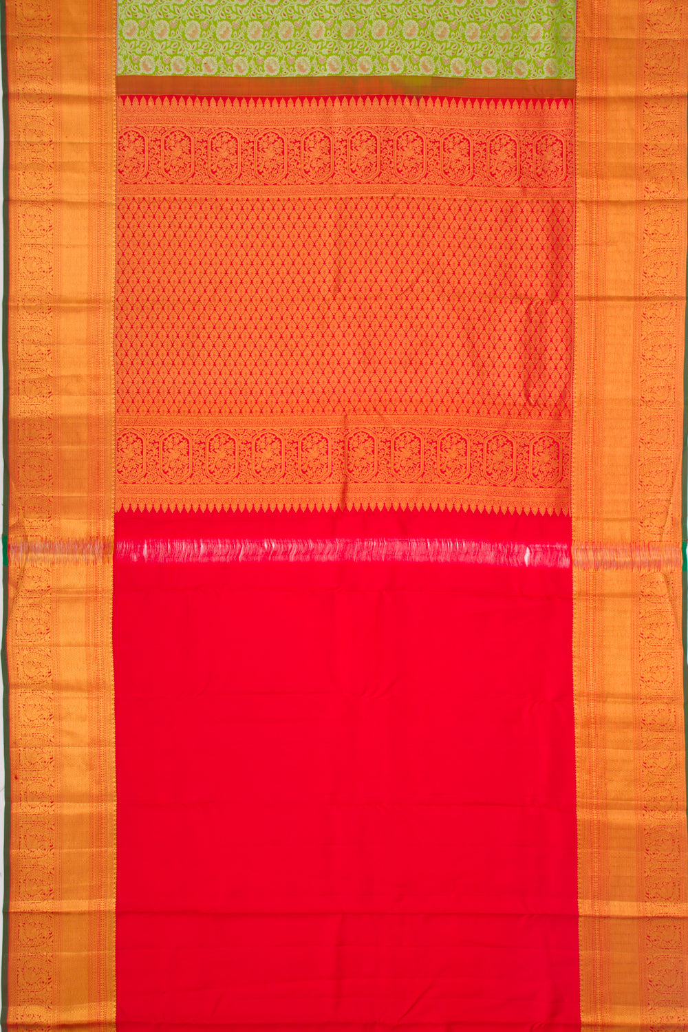 Taranga Kanchi Silk Jaal Green Saree