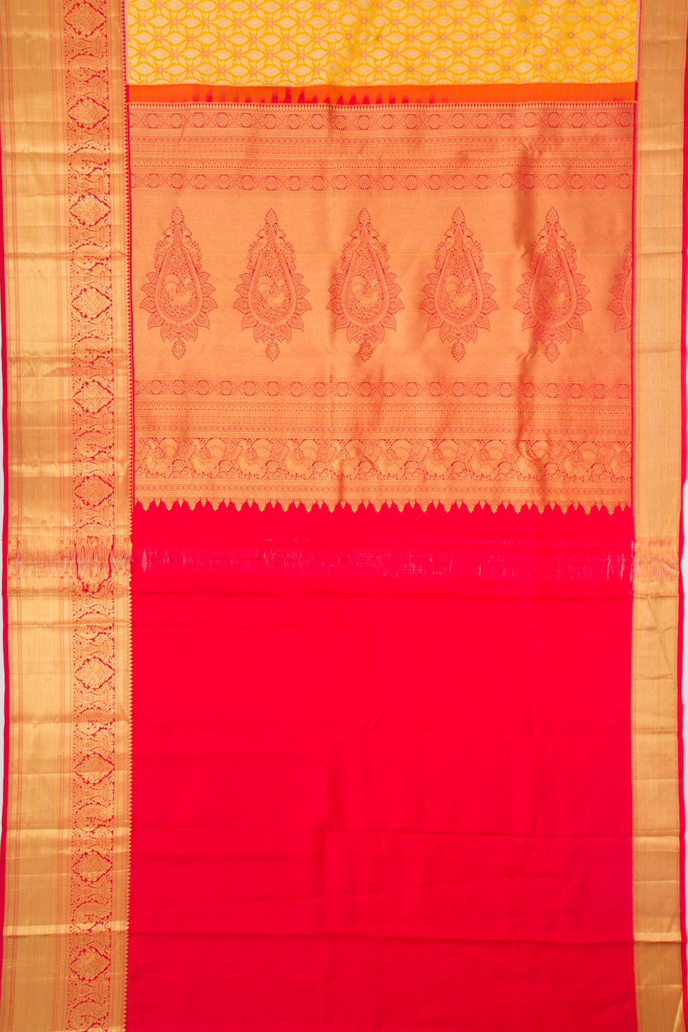 Taranga Kanchi Silk Brocade Yellow Saree