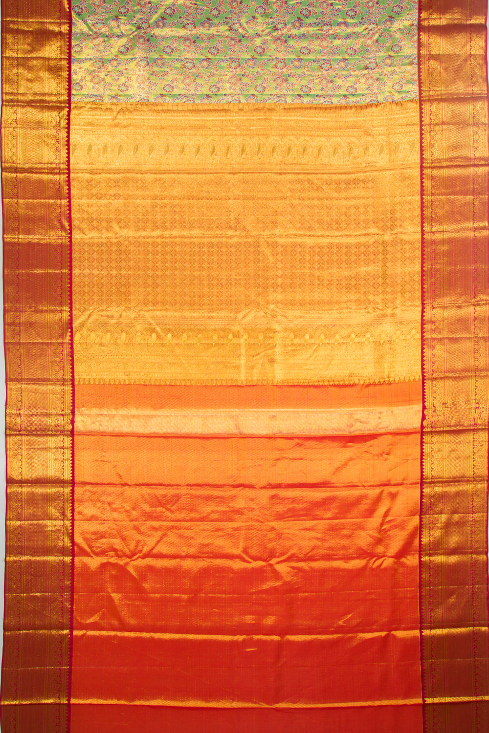 Kanchipuram Silk Tissue Jaal Green Saree