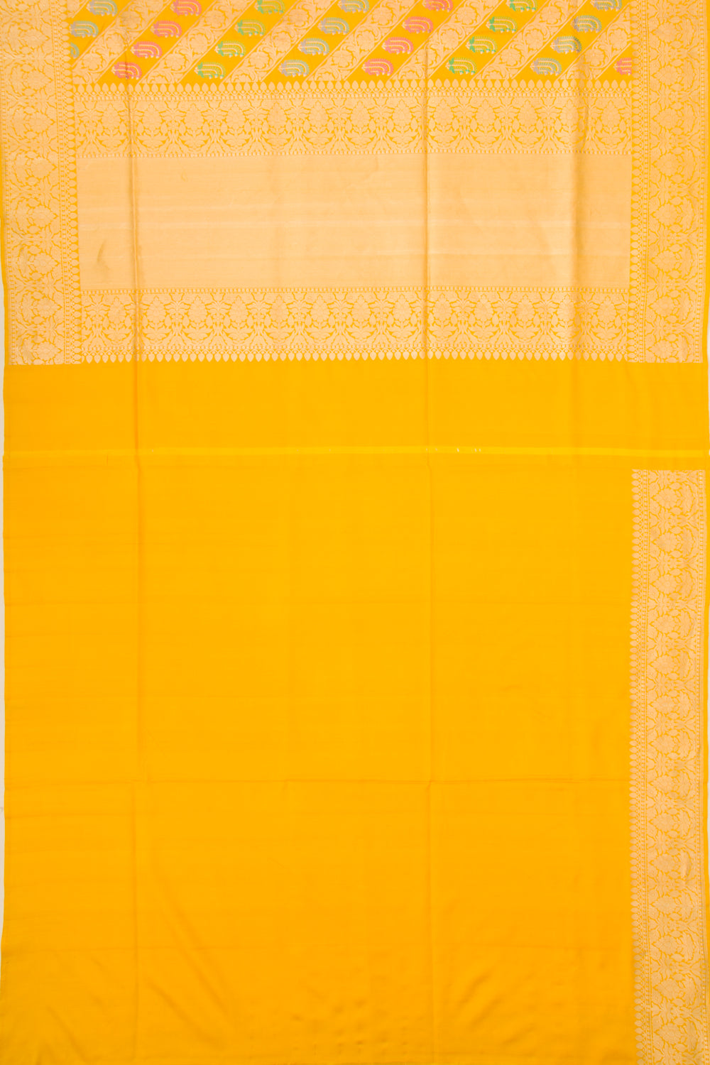 Banarasi Silk Kadwa Jaal Yellow Saree