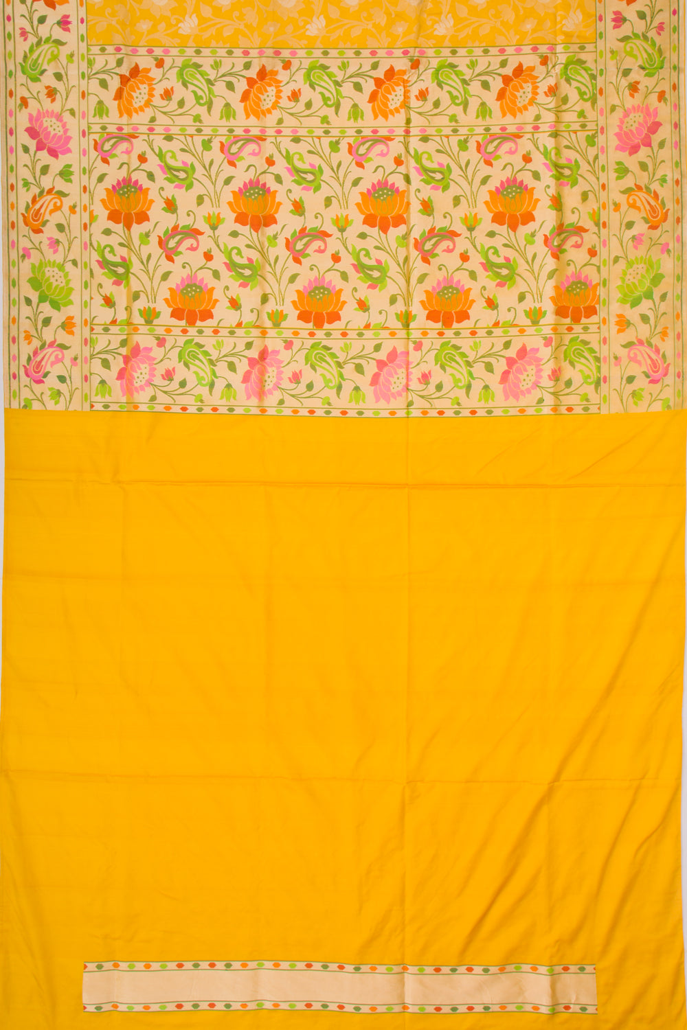 Banarasi Silk Kadwa Jaal Yellow Saree