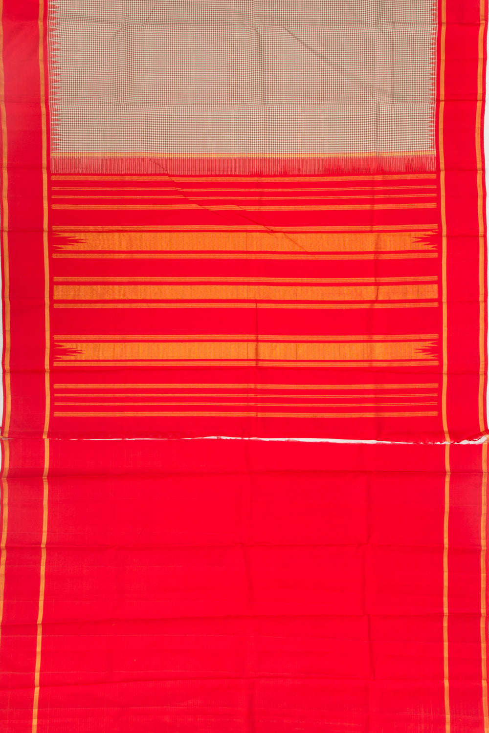 Kanchipuram Silk Checks Brown Saree