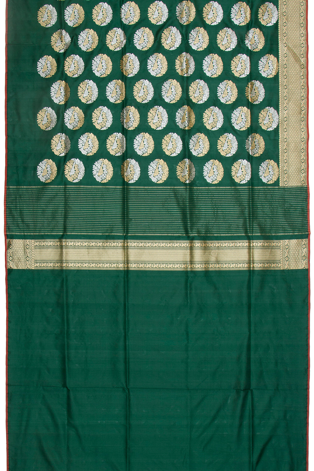 Banarasi Silk Kadwa Butta Bottle Green Saree