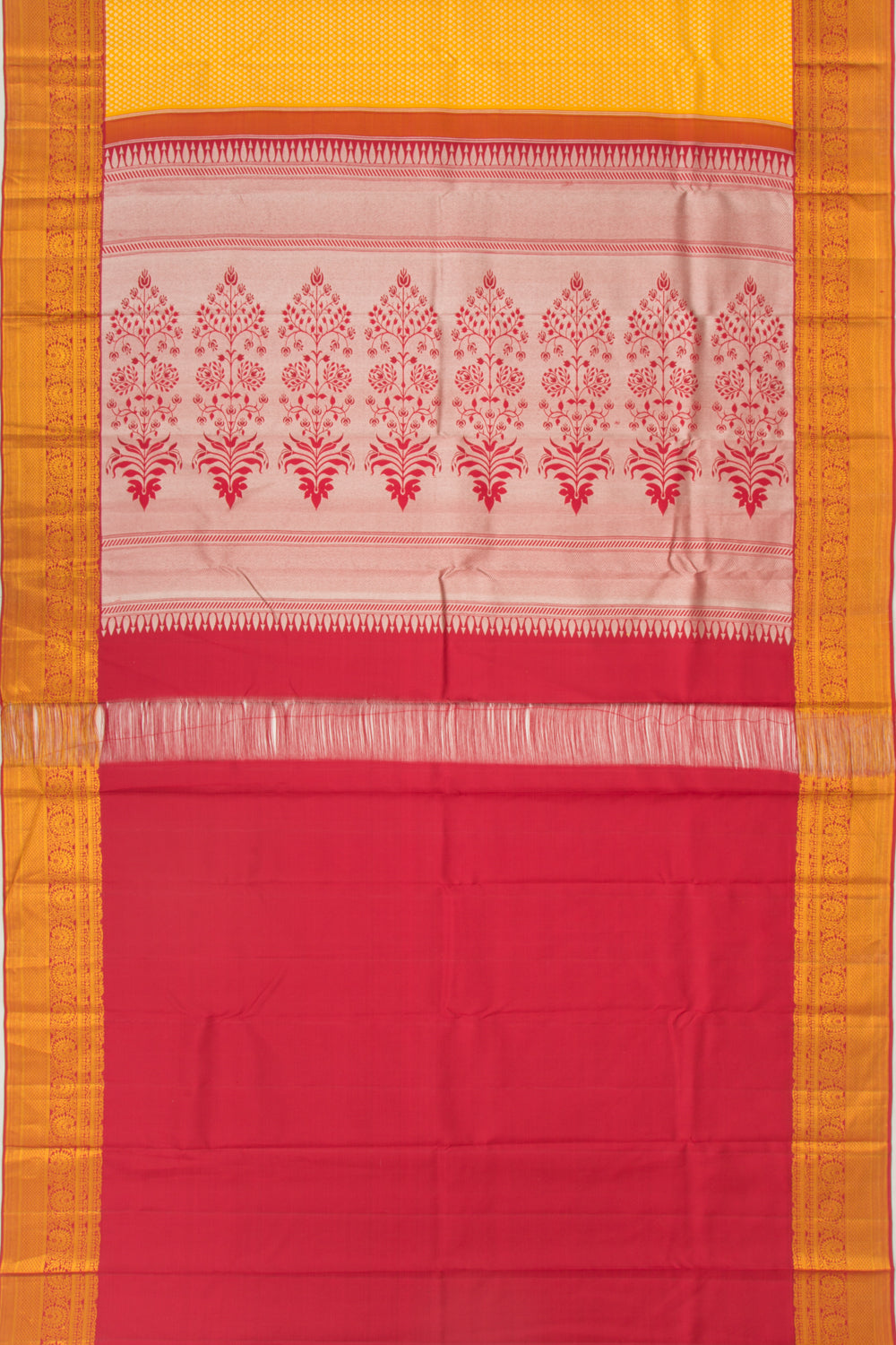 Kanchipuram Silk Brocade Yellow Saree