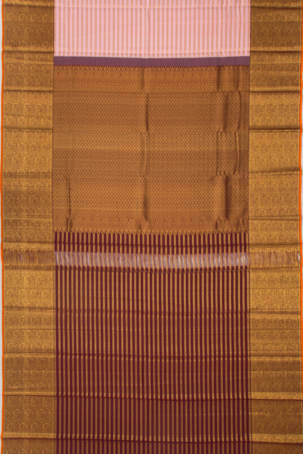 Kanchipuram Silk Lines Peach Saree