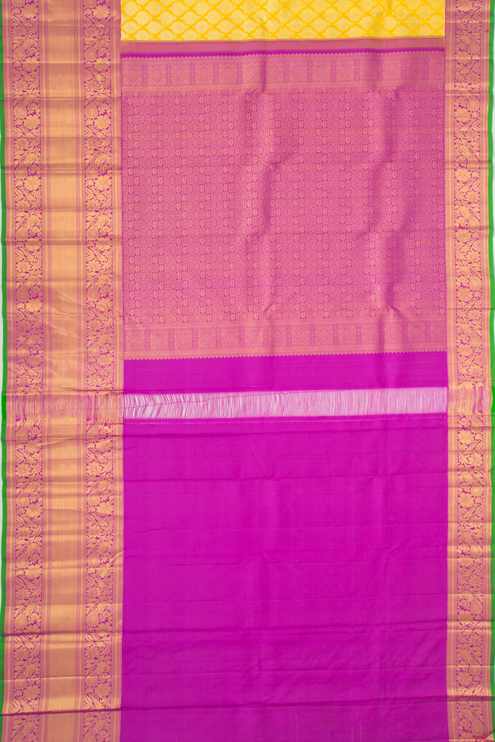 Kanchipuram Silk Brocade Yellow Saree
