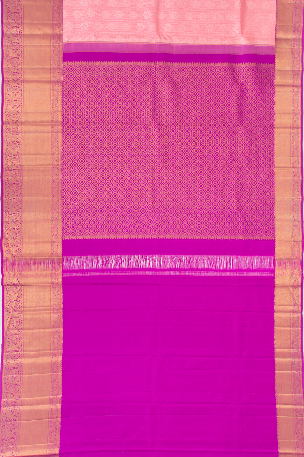 Kanchipuram Silk Vertical Lines And Butta Pink Saree
