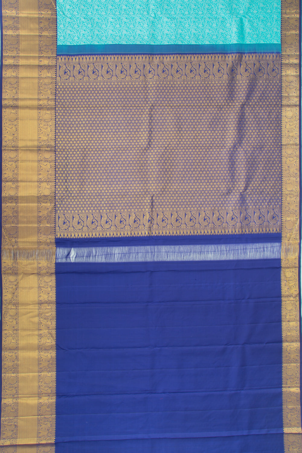 Kanchipuram Silk Jaal Sky Blue Saree