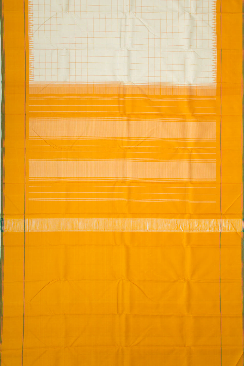 Kanchipuram Silk Checks Cream Saree