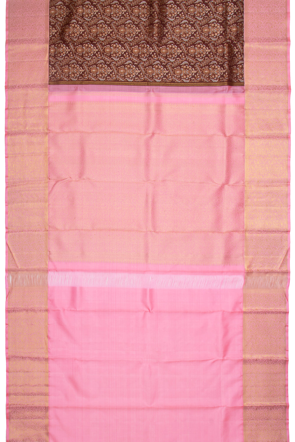 Kanchipuram Silk Jaal Choco Brown Saree